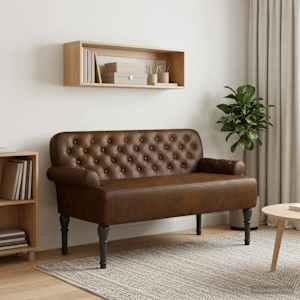 Dvojnica s gumbi Rjava 120 x 65 x 78 cm Umetno nubuk usnje