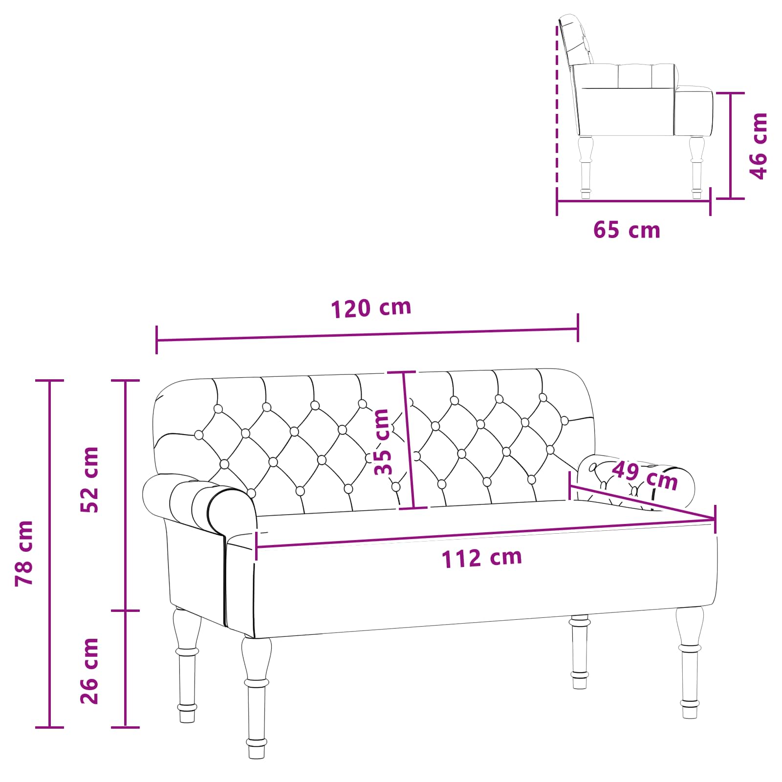 Dvojnica s gumbi Svetlo siva 120 x 65 x 78 cm - slika 10