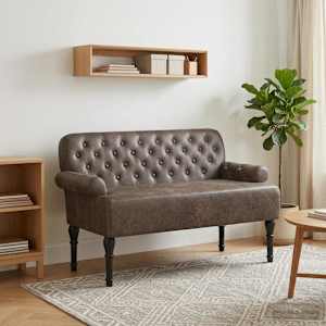 Dvojnica s gumbi Temno siva 120 x 65 x 78 cm Umetno nubuk usnje