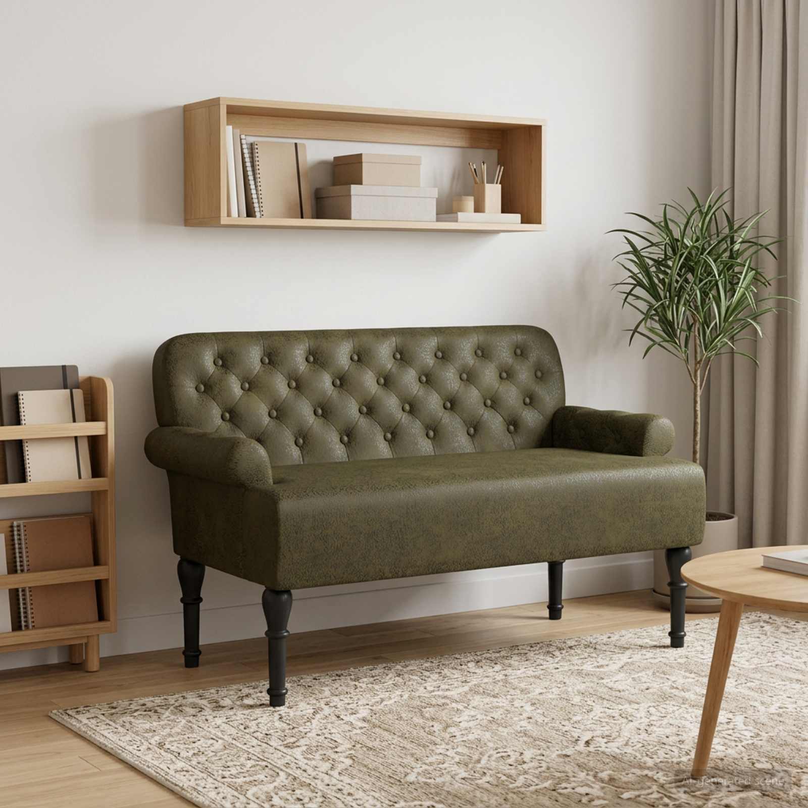 vidaXL Loungebank met knopencomfort Legergroen 120 x 65 x 78 cm