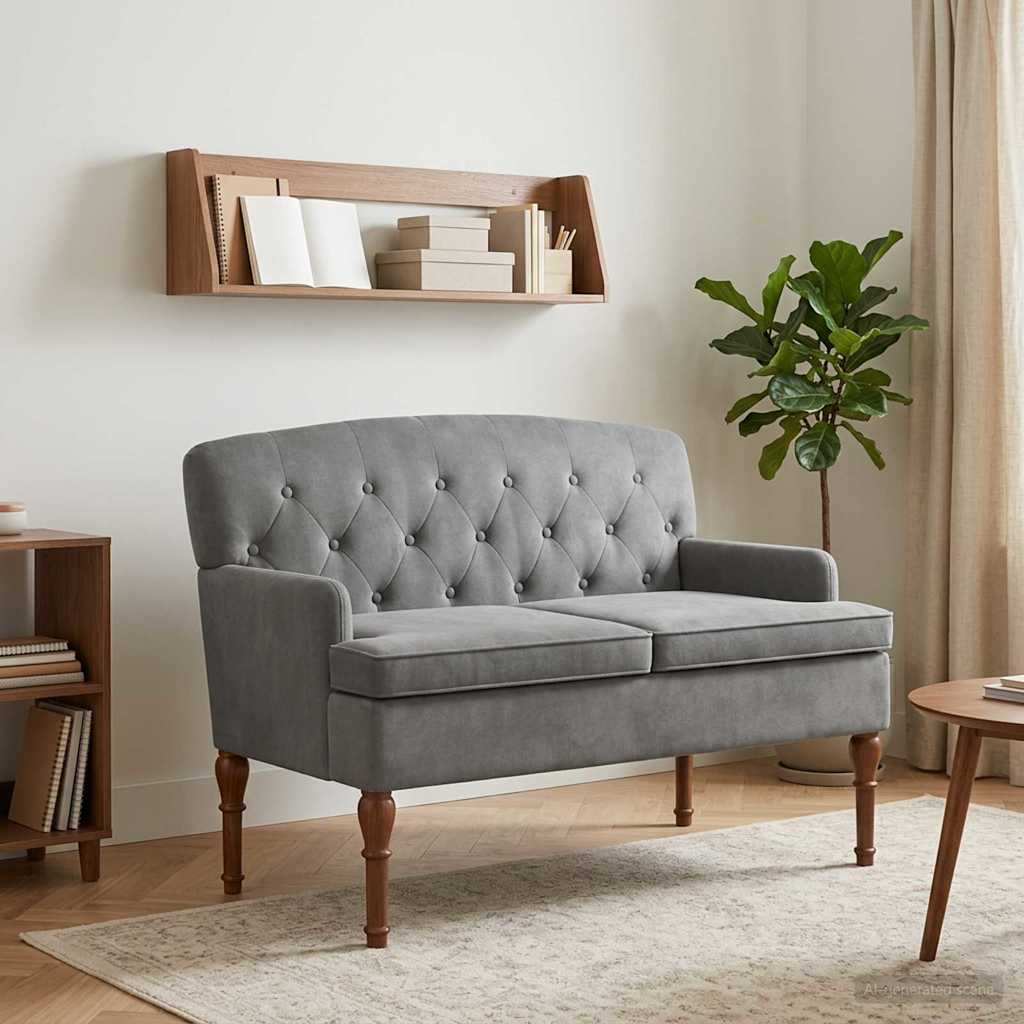 vidaXL Canapea cu capitonaj butonat Gri închis 111 x 65 x 79 cm
