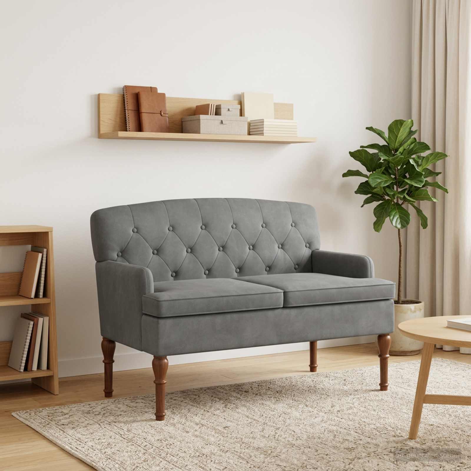 vidaXL Dvojnica s gumbi Temno siva 111 x 65 x 79 cm Žamet