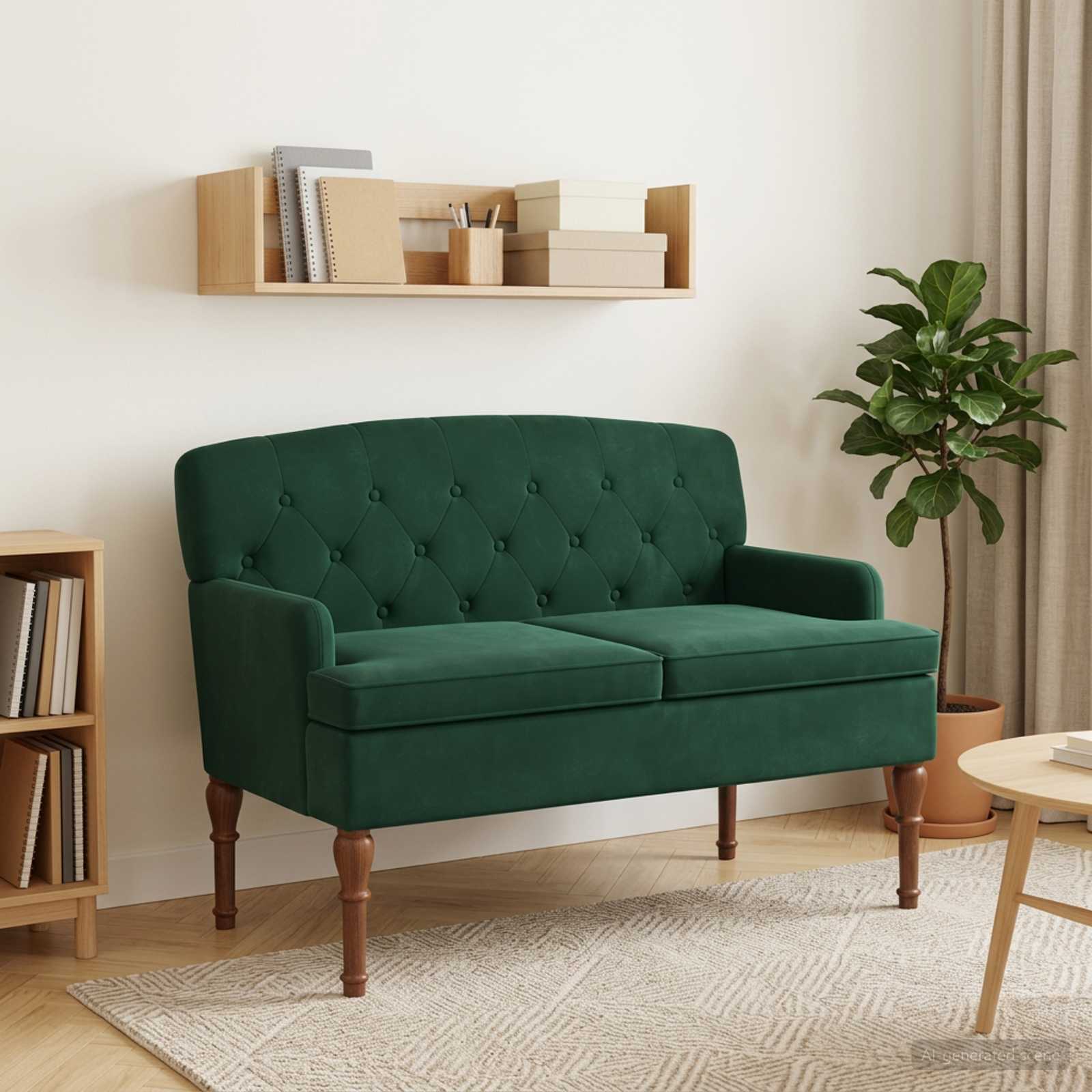 vidaXL Dvojnica s gumbi Temno zelena 111 x 65 x 79 cm Žamet