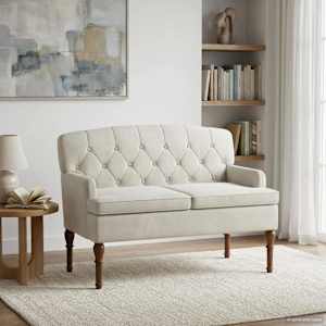 Dvojnica s gumbi Krem 111 x 65 x 79 cm Žamet