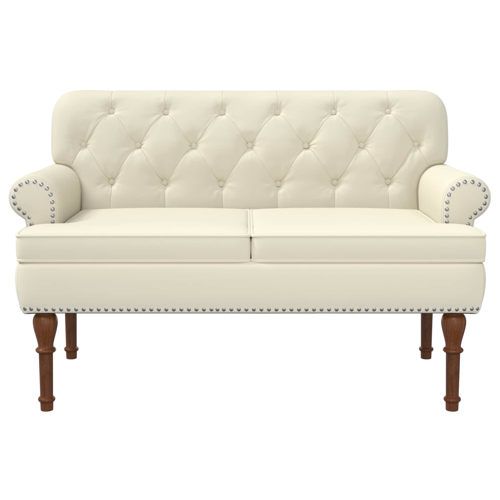Dvojnica s gumbi Krem 120 x 65 x 77 cm Umetno usnje - slika 3
