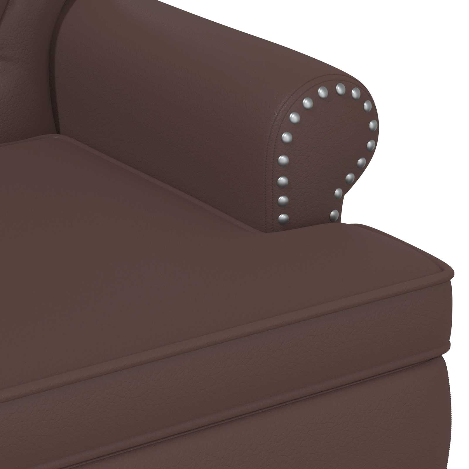 vidaXL Dvojnica s gumbi Rjava 120 x 65 x 77 cm Umetno usnje - slika 6