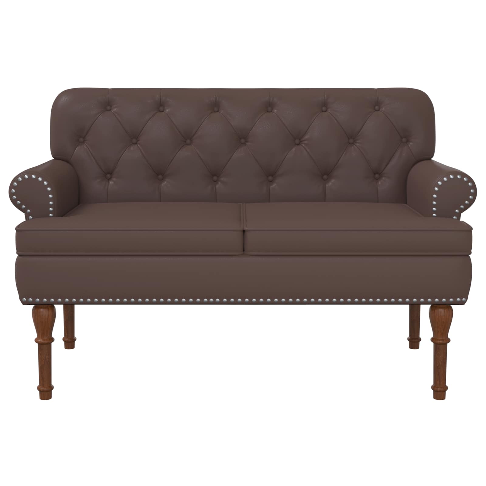 vidaXL Dvojnica s gumbi Rjava 120 x 65 x 77 cm Umetno usnje - slika 3