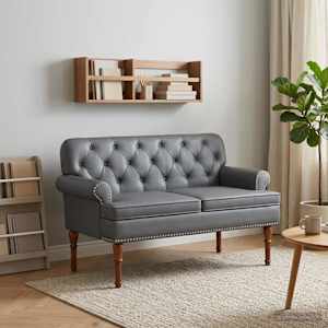 Dvojnica s gumbi Siva 120 x 65 x 77 cm Umetno usnje