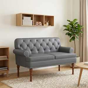 Dvojnica s gumbi Siva 120 x 65 x 77 cm Umetno usnje