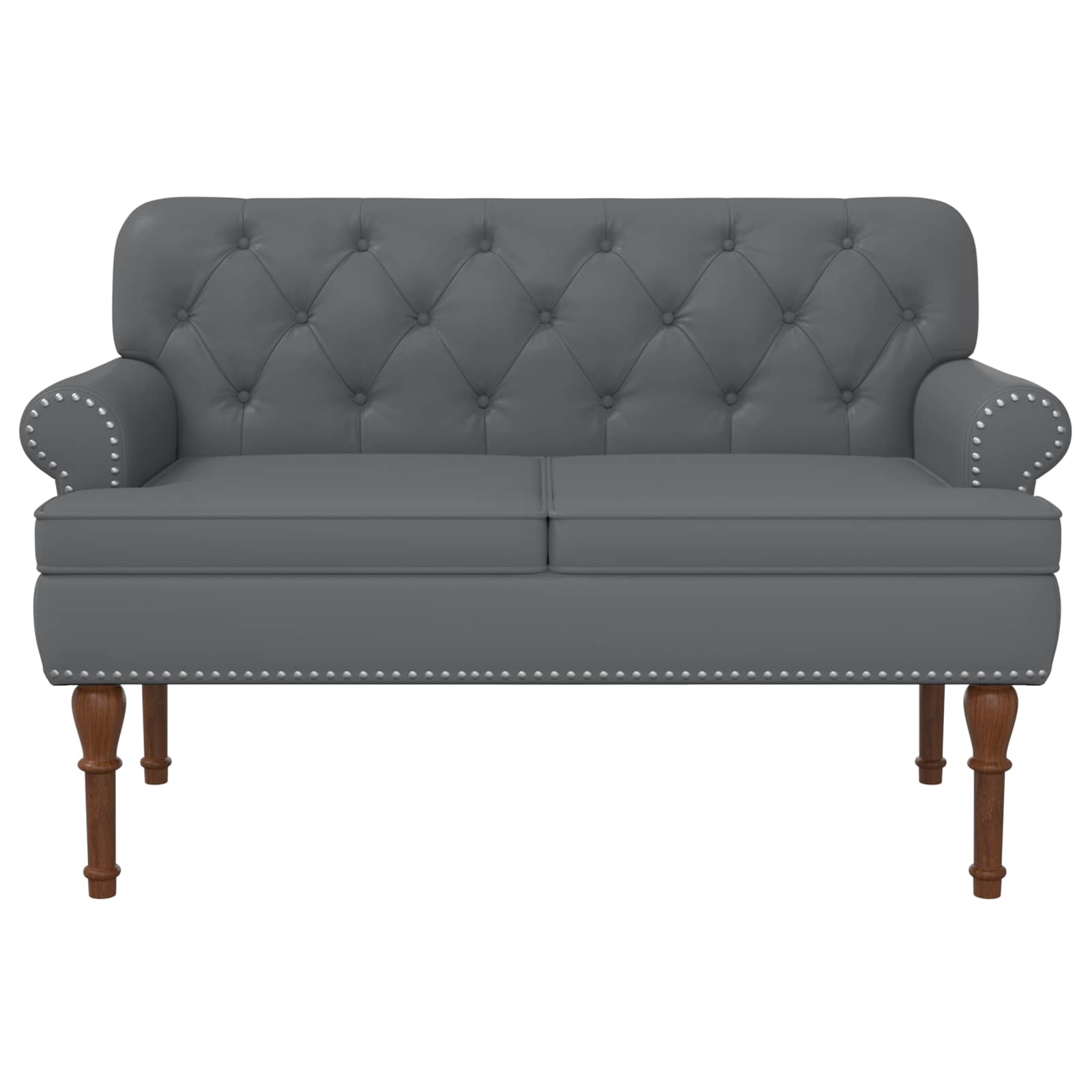 Dvojnica s gumbi Siva 120 x 65 x 77 cm Umetno usnje - slika 3