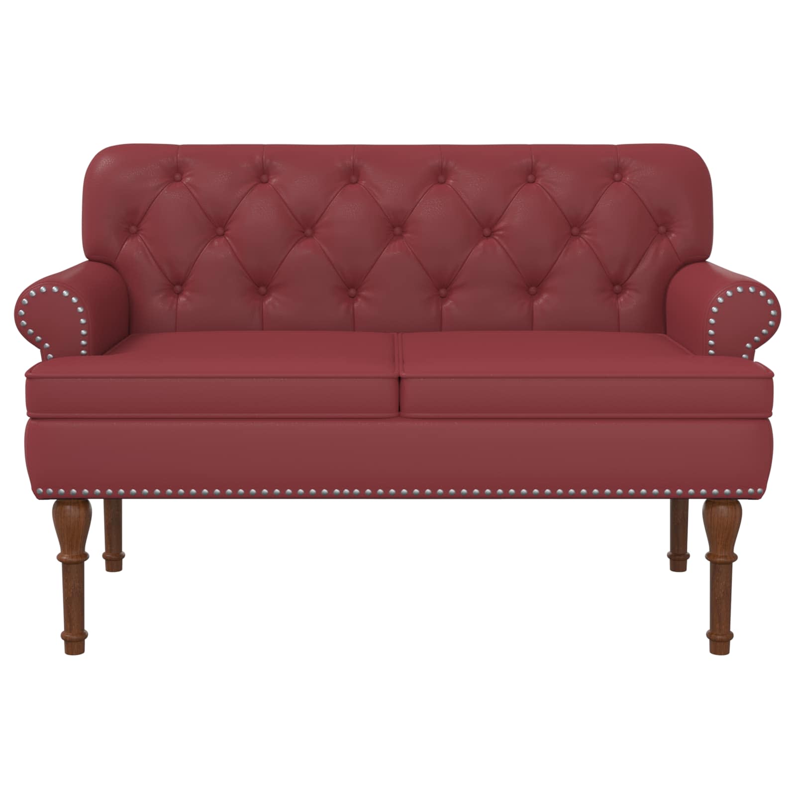 Love seat με κουμπιά Κόκκινο 120 x 65 x 77 εκ Τεχνητό Δέρμα - Image 3