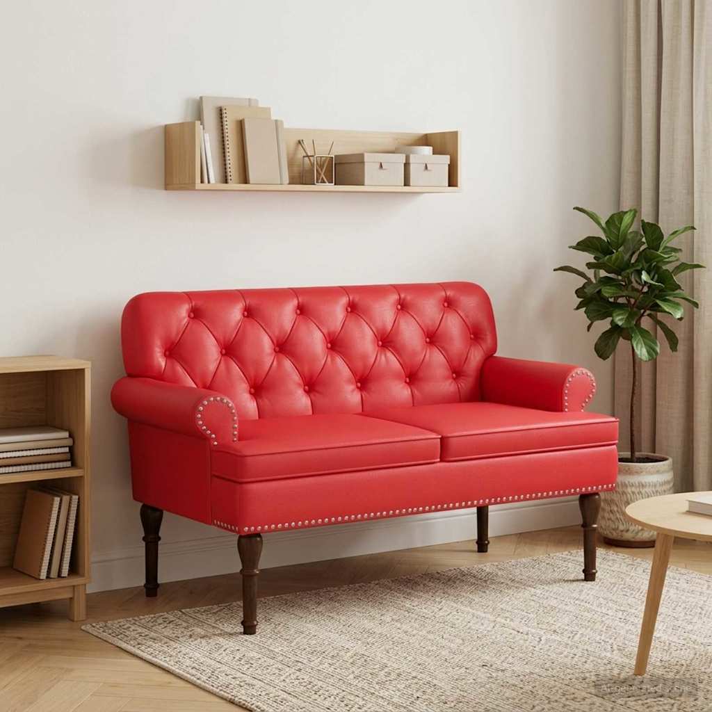 vidaXL Canapea cu capitonaj butonat Roșu 120 x 65 x 77 cm