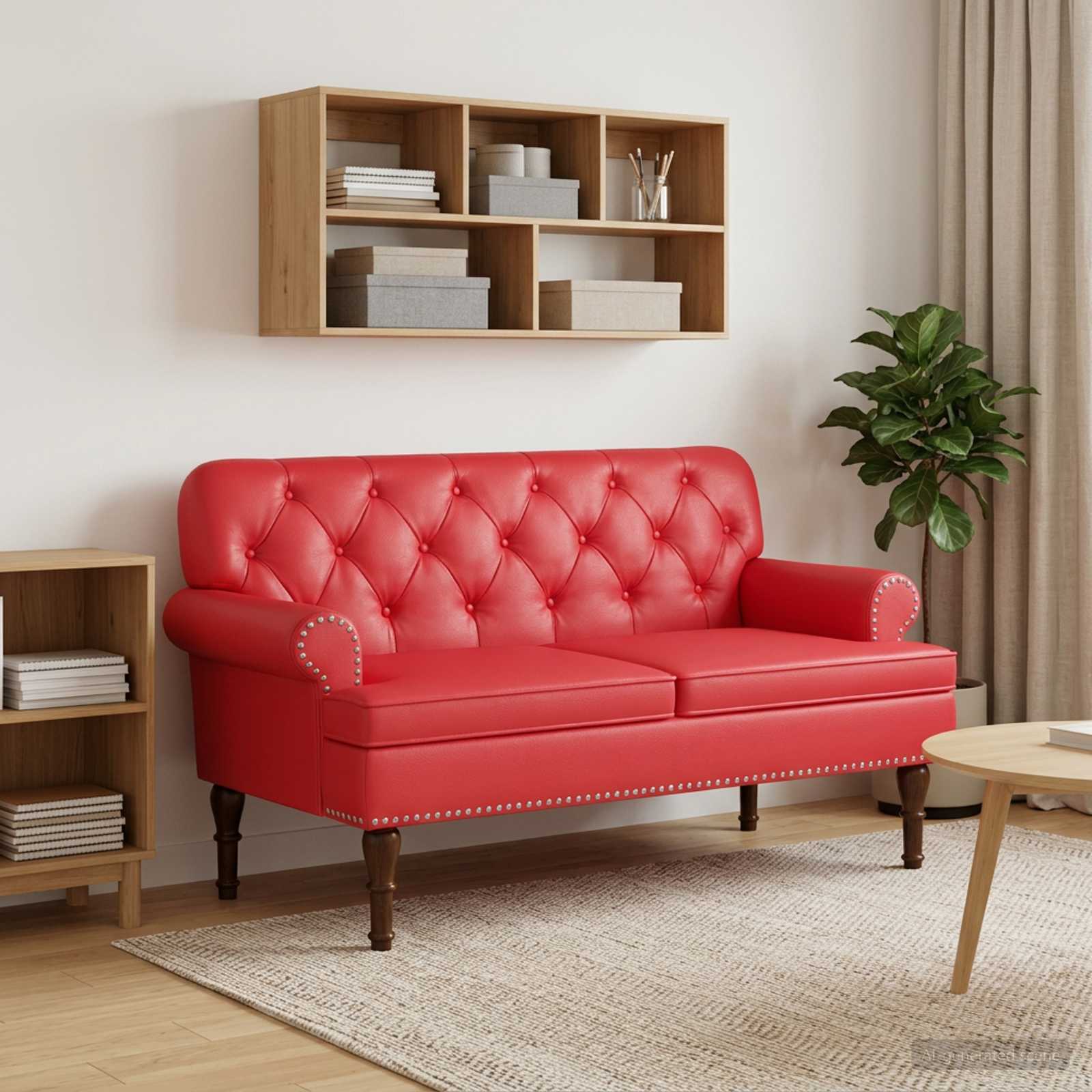 Dvojnica s gumbi Rdeča 120 x 65 x 77 cm Umetno usnje