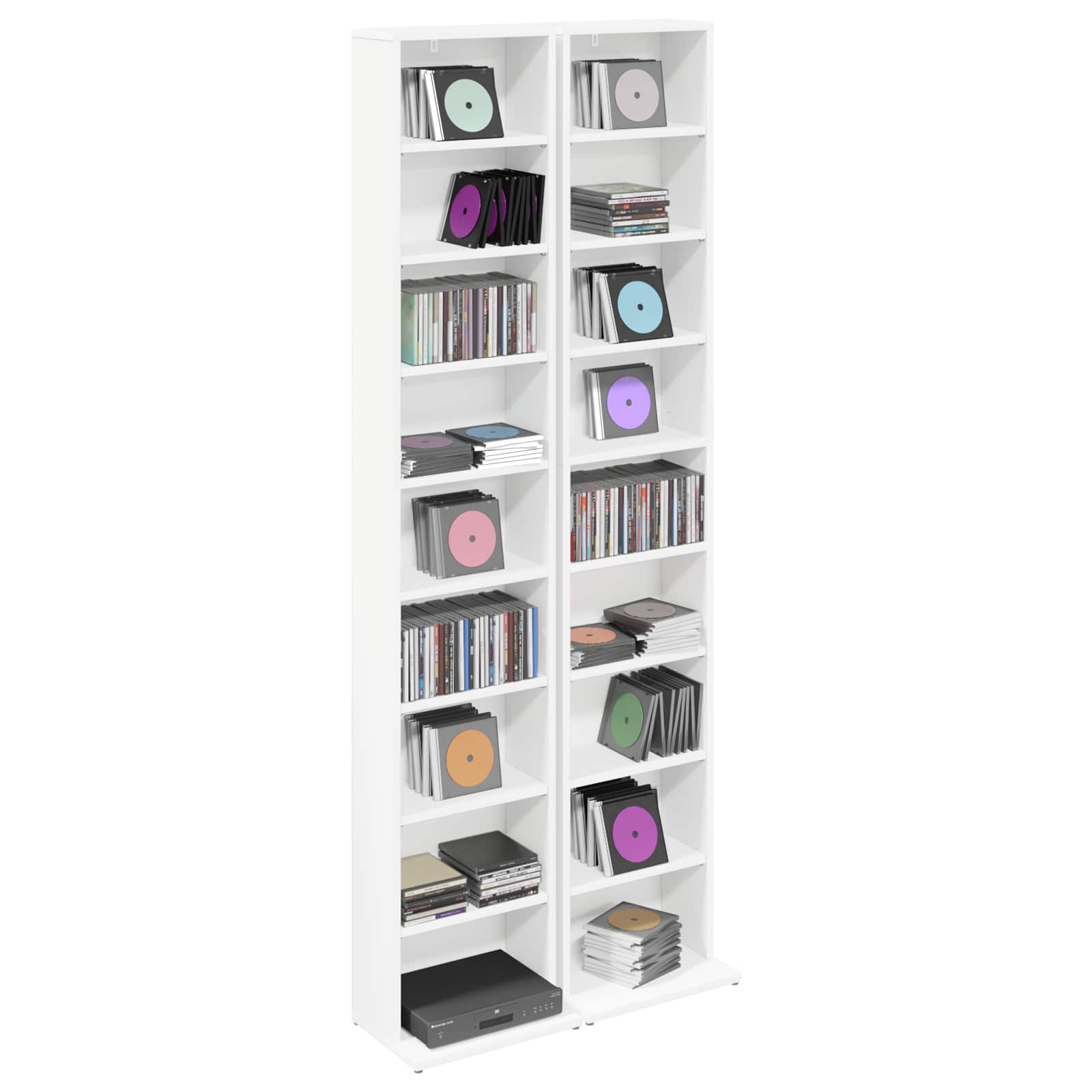 Кабинет за CD 2 бр. Бяло 33 x 23,5 x 175 см Инженерна дървесина – снимка 3