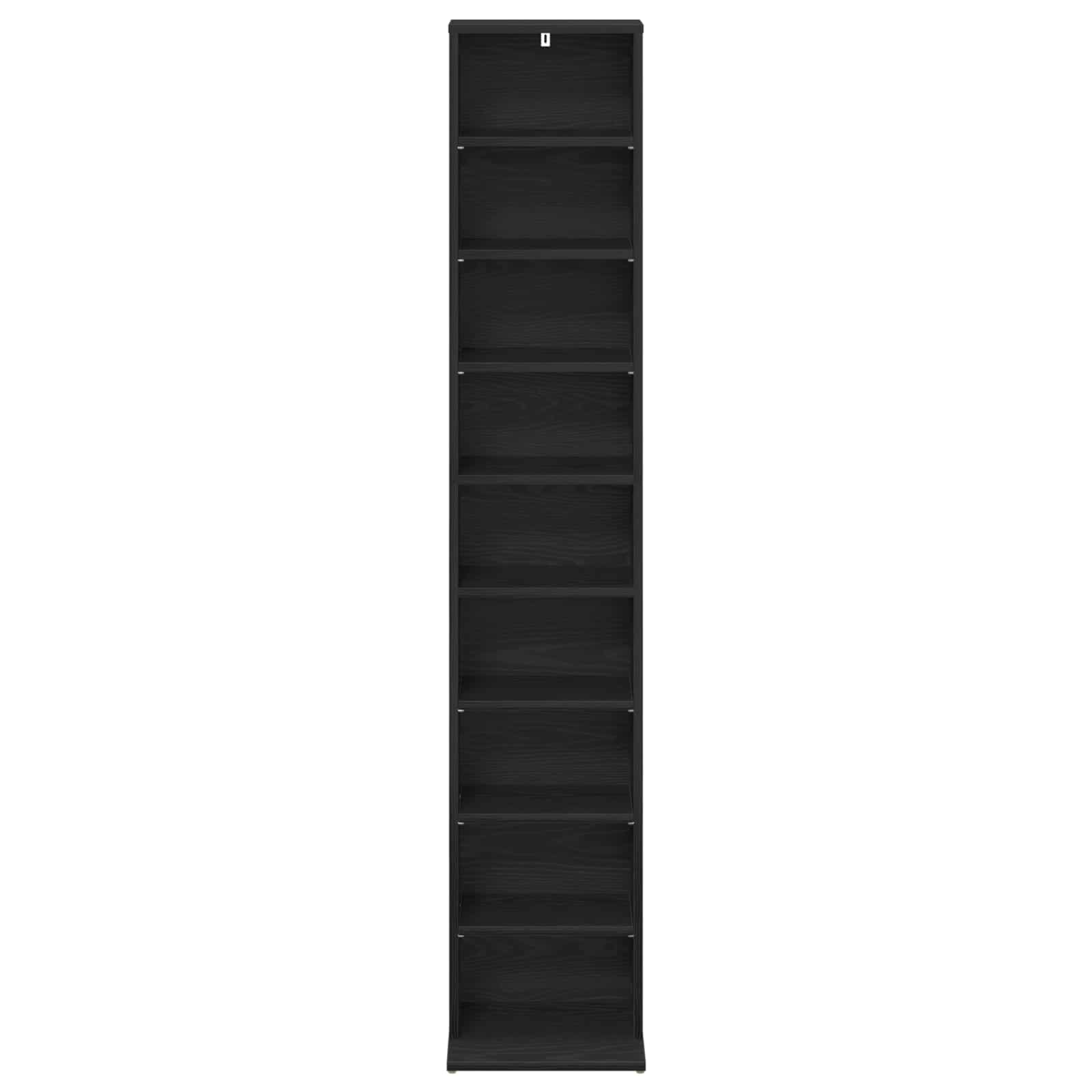 CD-kaappi Musta tammi 33 x 23,5 x 175 cm Tekninen puu - Image 4