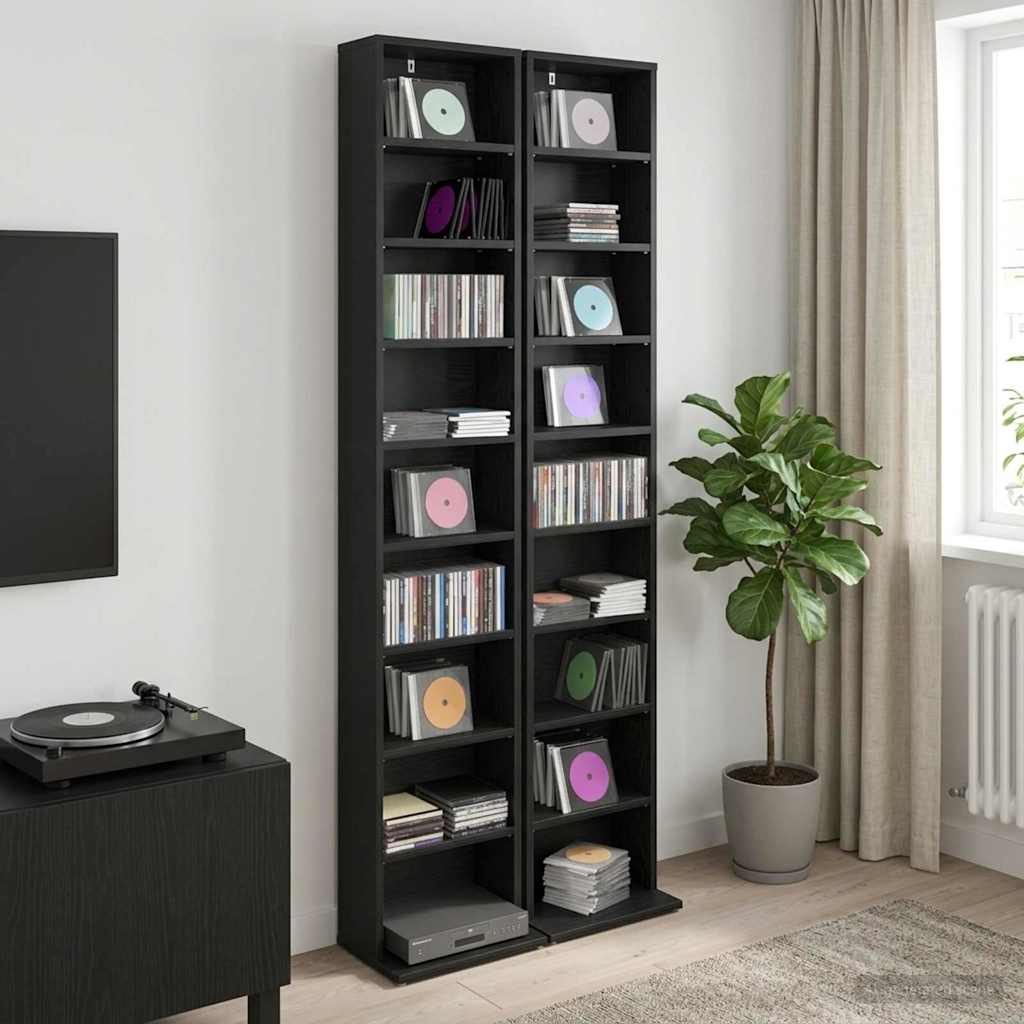 Кабинет за CD 2 бр. Черен дъб 33 x 23,5 x 175 см