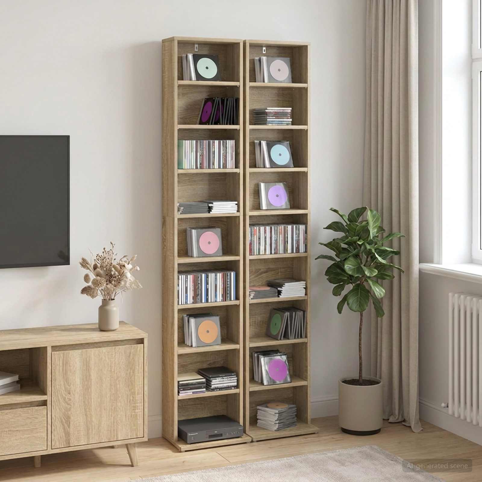 Кабинет за CD 2 бр. Дъб сонома 33 x 23,5 x 175 см