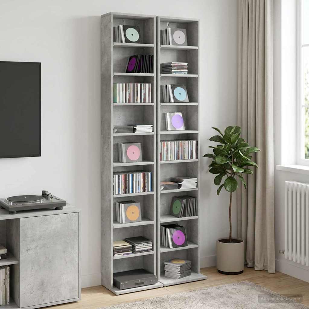 Кабинет за CD 2 бр. Бетонно сиво 33 x 23,5 x 175 см
