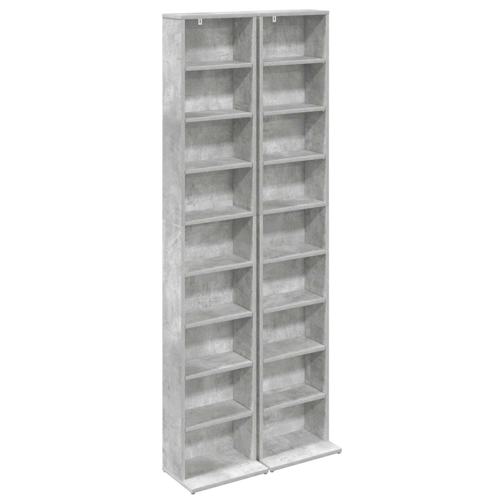 CD-kaappi 2 kpl Betoninharmaa 33 x 23,5 x 175 cm Tekninen puu - Image 2