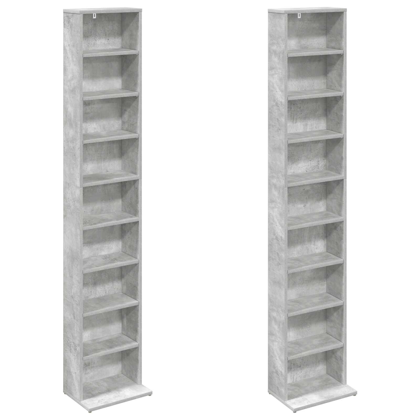 CD-kaappi 2 kpl Betoninharmaa 33 x 23,5 x 175 cm Tekninen puu - Image 5