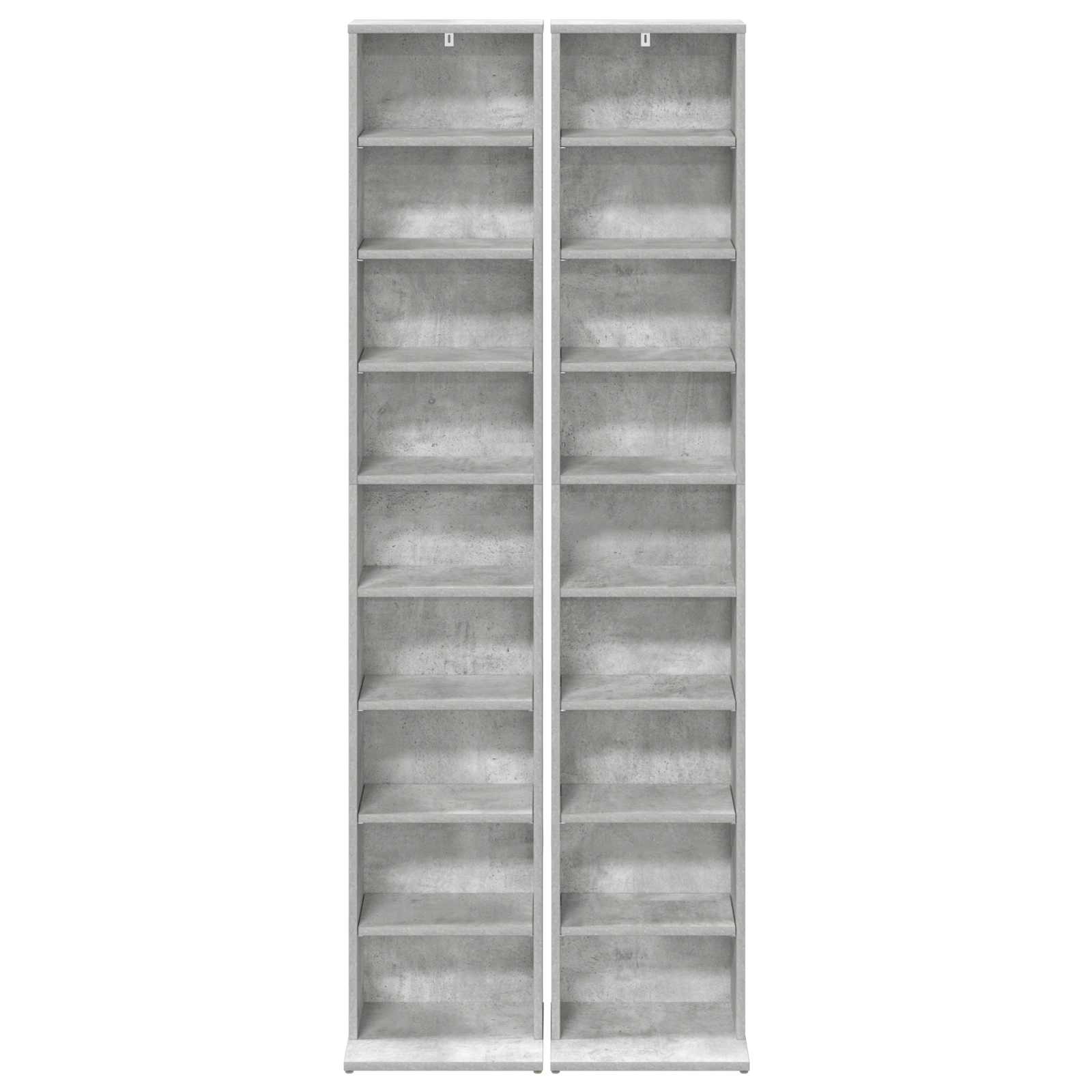 CD-kaappi 2 kpl Betoninharmaa 33 x 23,5 x 175 cm Tekninen puu - Image 6