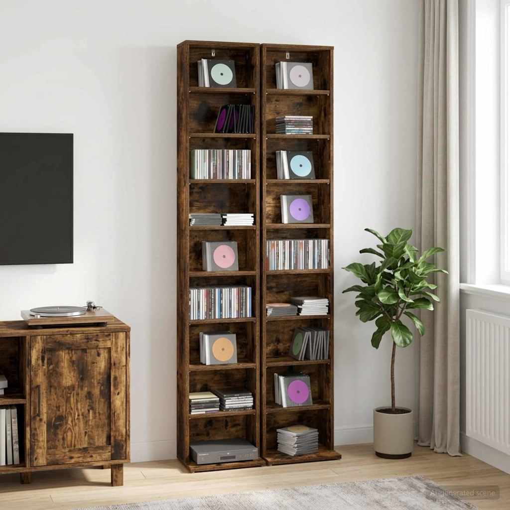 Кабинет за CD 2 бр. Опушен дъб 33 x 23,5 x 175 см