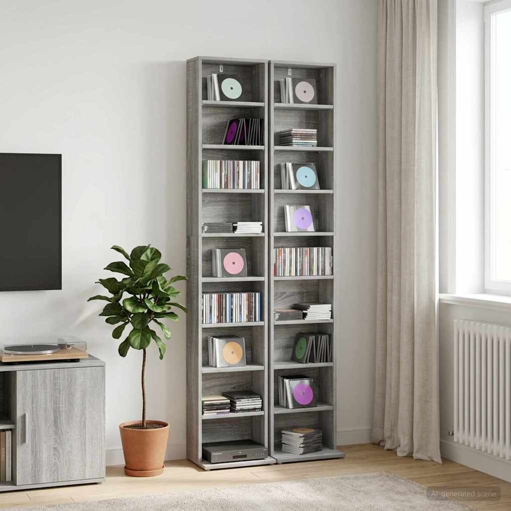 CD-kaappi 2 kpl Harmaa Sonoma 33 x 23,5 x 175 cm Tekninen puu