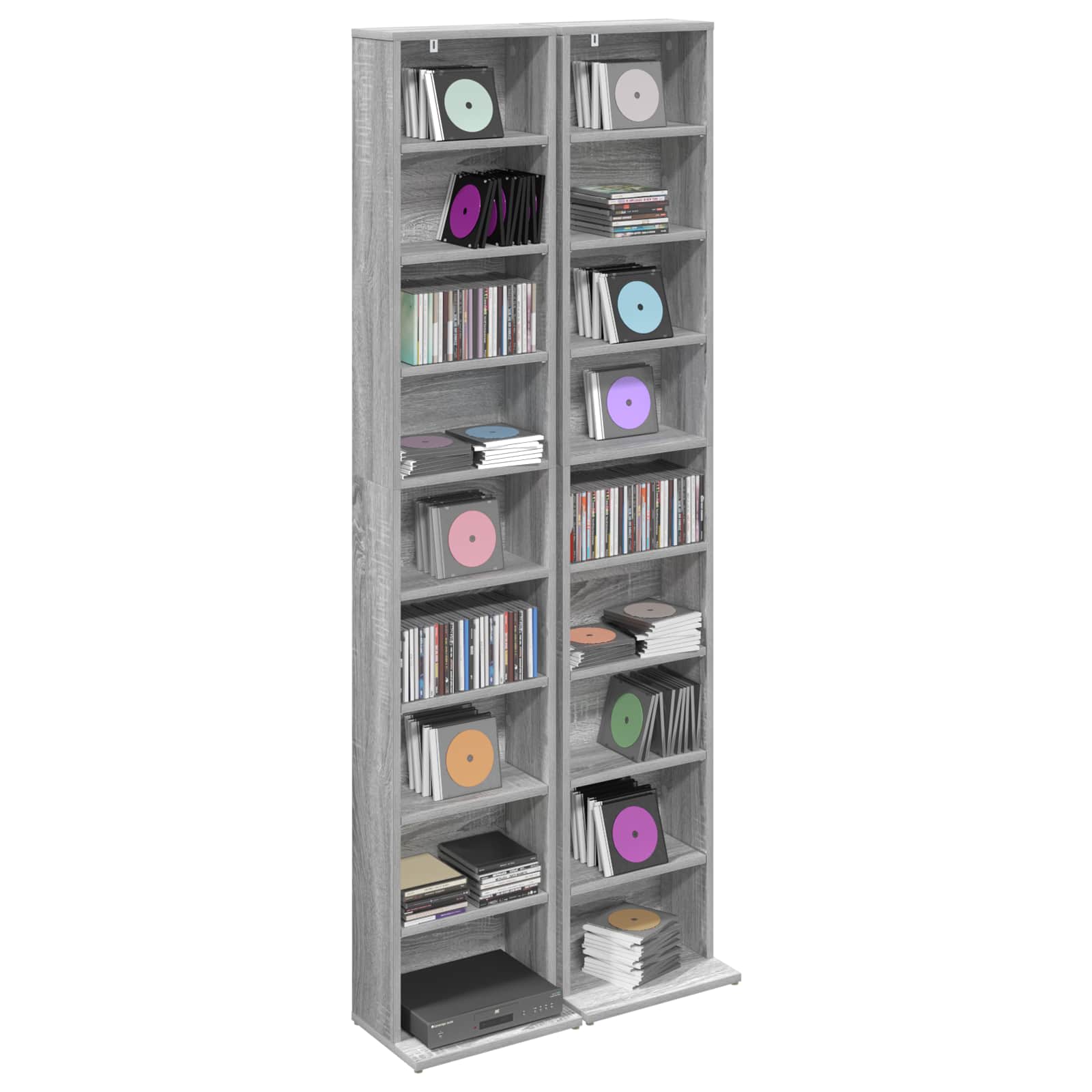 CD-kaappi 2 kpl Harmaa Sonoma 33 x 23,5 x 175 cm Tekninen puu - Image 3