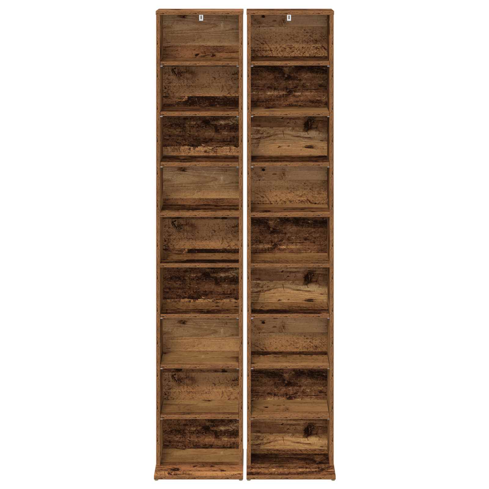 CD-kaappi 2 kpl Vanha puu 33 x 23,5 x 175 cm Tekninen puu - Image 6