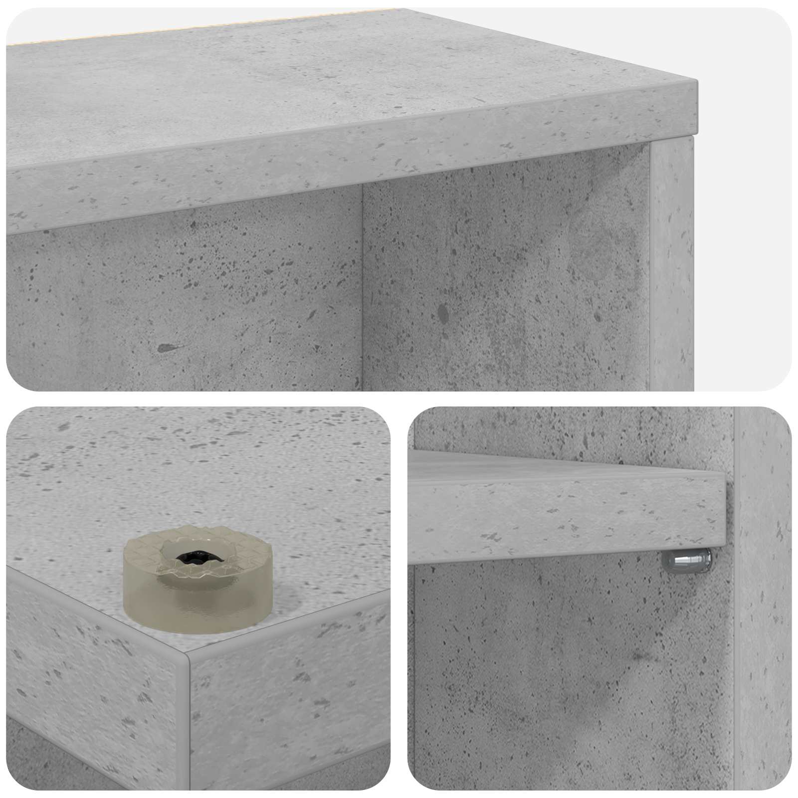 CD-kaappi Betoninharmaa 65 x 23,5 x 175 cm Tekninen puu - Image 7