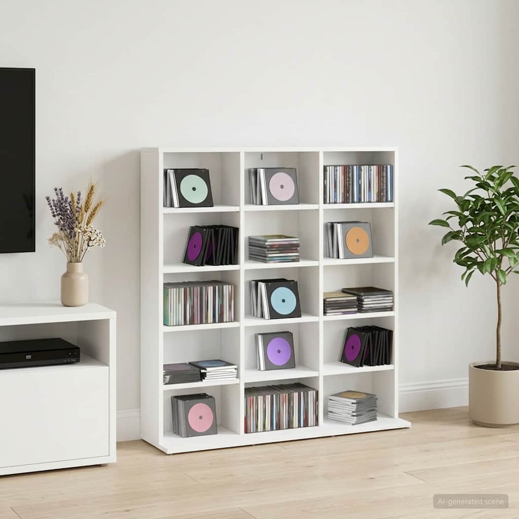 Кабинет за CD Бяло 96 x 23,5 x 97,5 см Инженерна дървесина