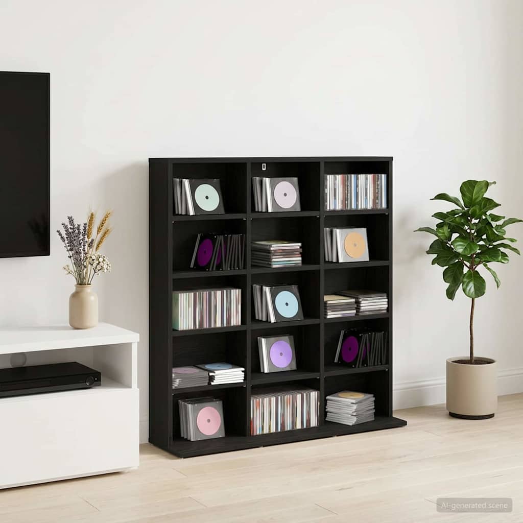 vidaXL CD Kast Zwart eiken 96 x 23,5 x 97,5 cm Bewerkt hout