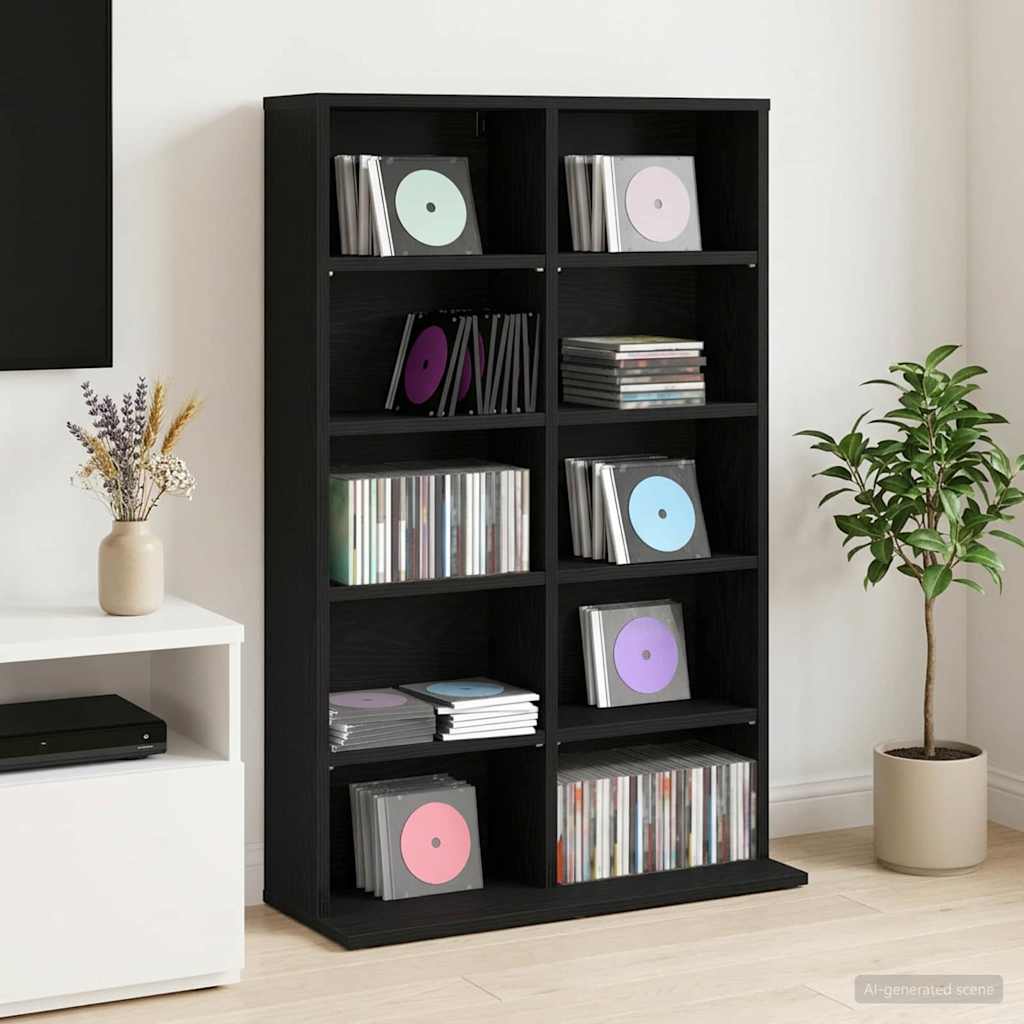 CD-kaappi Musta tammi 65 x 23,5 x 97,5 cm Tekninen puu