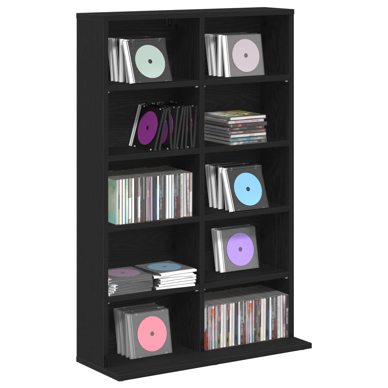 CD-kaappi Musta tammi 65 x 23,5 x 97,5 cm Tekninen puu - Image 3