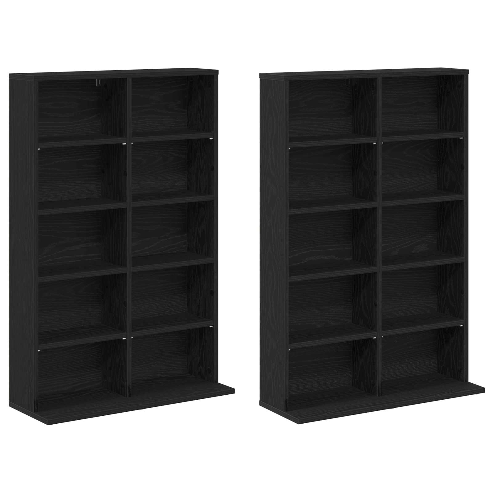 CD-kaappi 2 kpl Musta tammi 65 x 23,5 x 97,5 cm Tekninen puu - Image 5