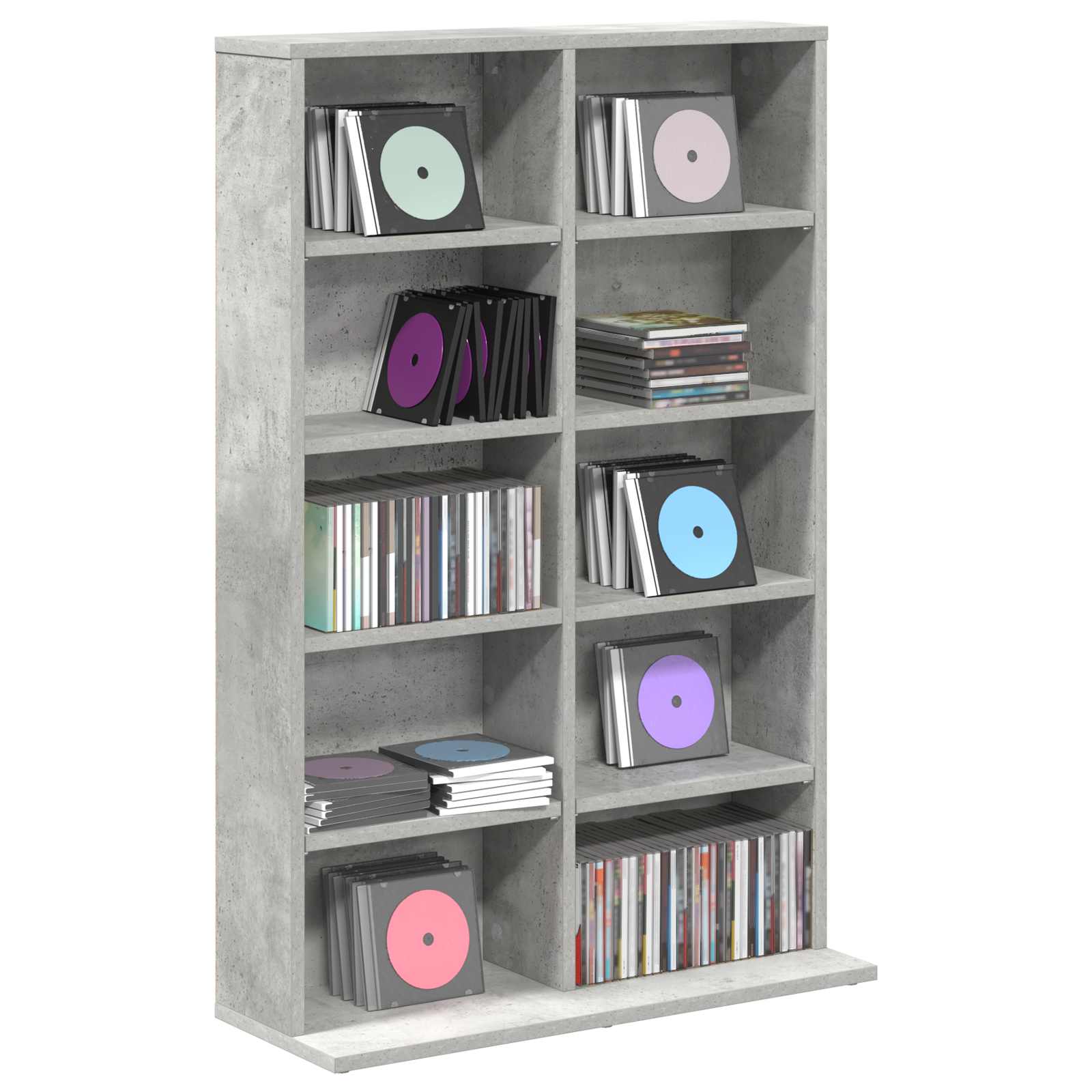 CD-kaappi Betoninharmaa 65 x 23,5 x 97,5 cm Tekninen puu - Image 3