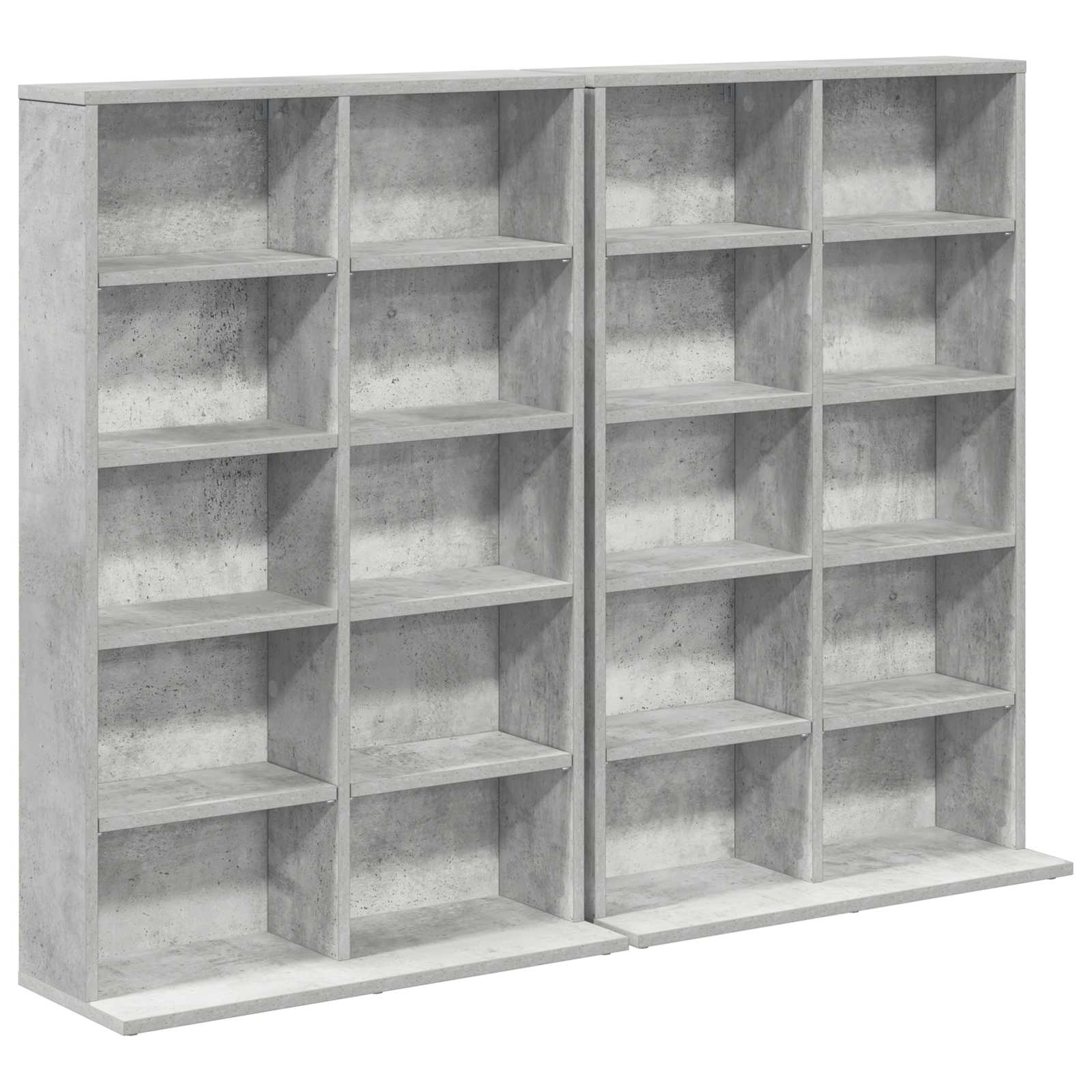 Dulap pentru CD-uri 2 buc. Gri Beton 65 x 23,5 x 97,5 cm