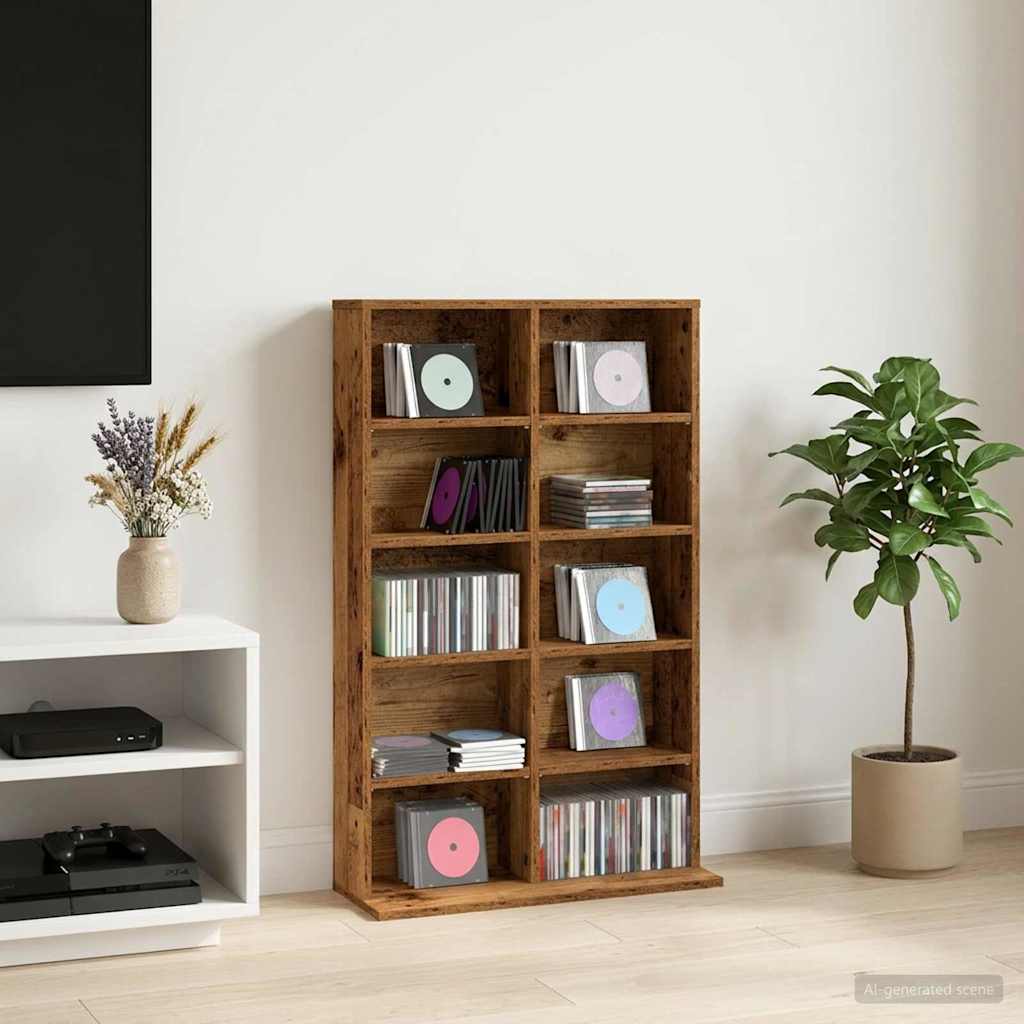 CD Kast Oud hout 65 x 23,5 x 97,5 cm Bewerkt hout – afbeelding 1