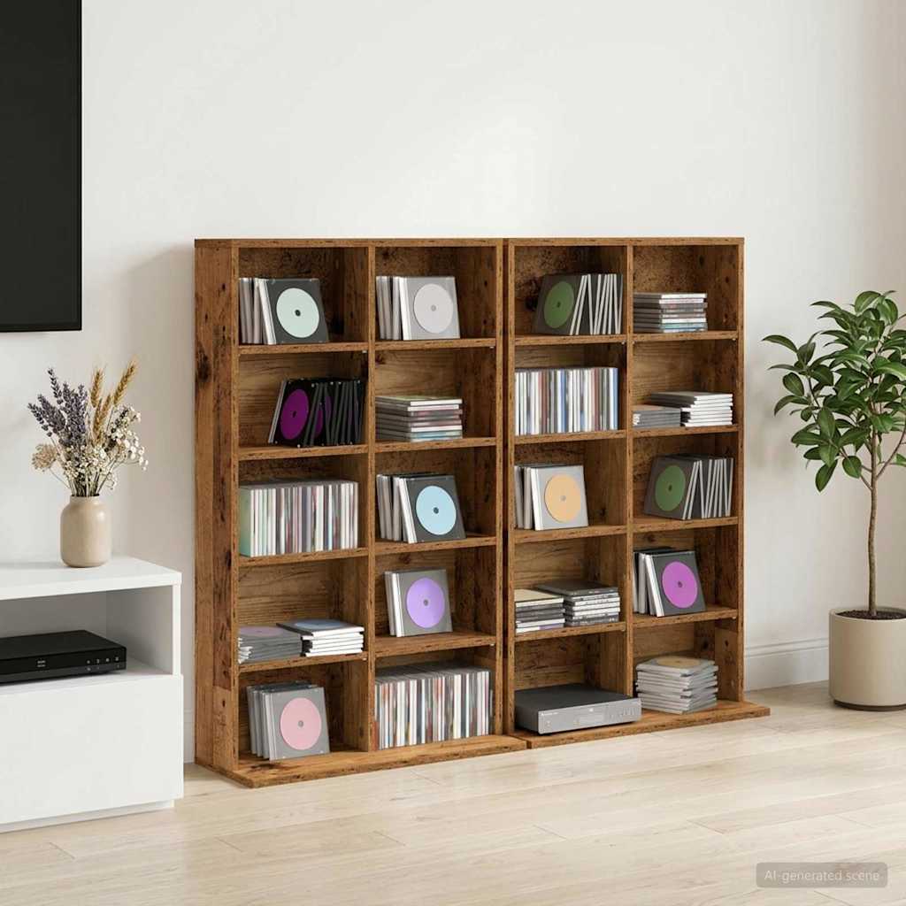 CD Kast 2 st Oud hout 65 x 23,5 x 97,5 cm Bewerkt hout – afbeelding 1