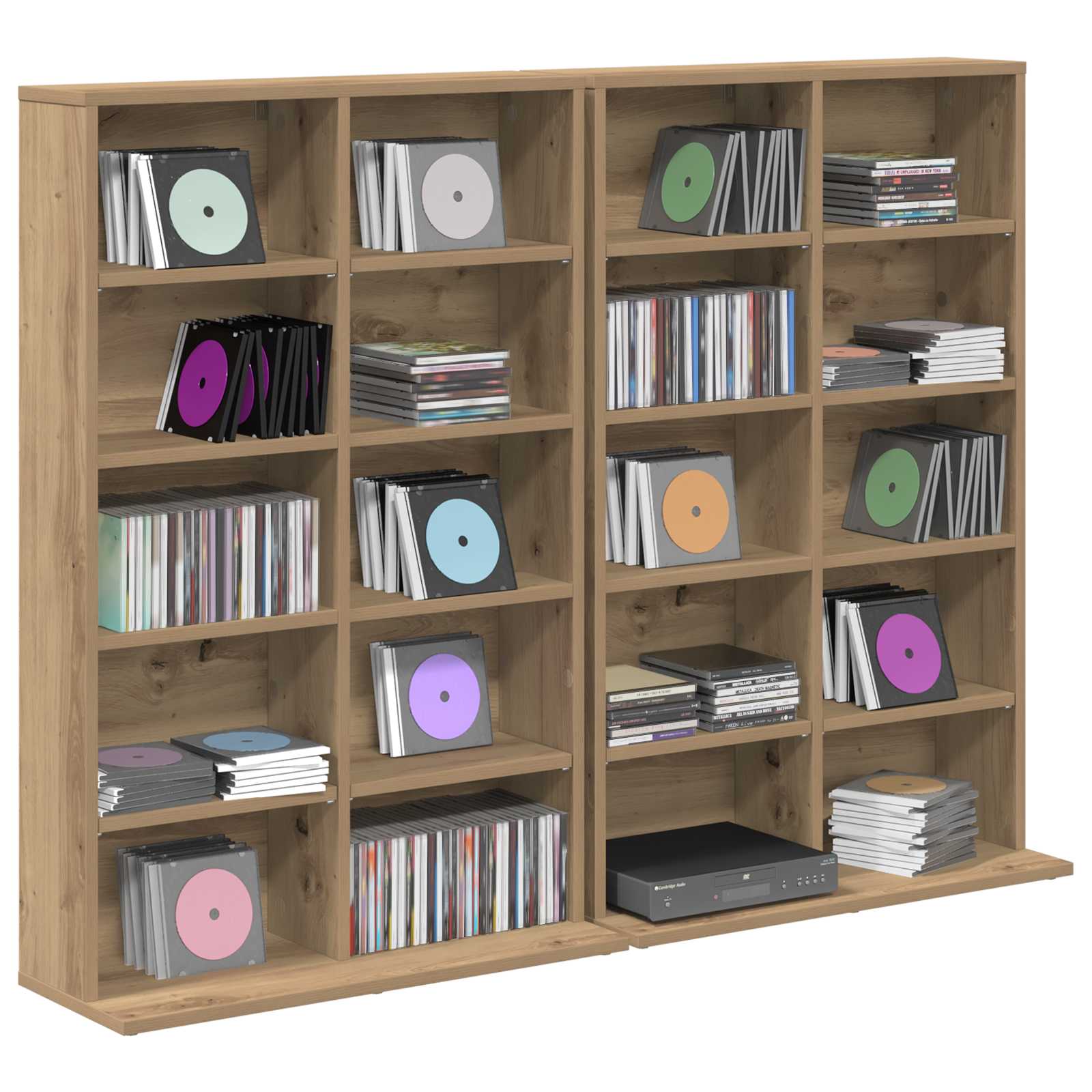 CD-kaappi 2 kpl Artisaanitammi 65 x 23,5 x 97,5 cm Tekninen puu - Image 3