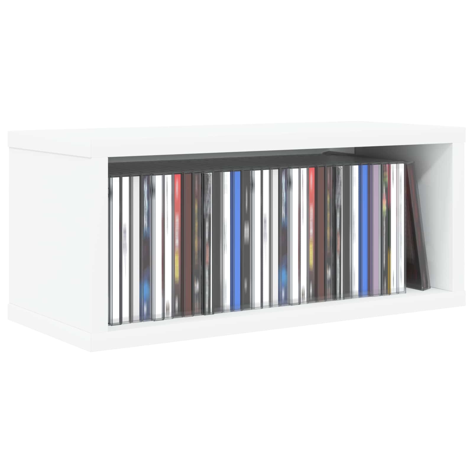 Рафтове за CDs Бяло 40 x 17 x 17 см Инженерна дървесина — изображение 3