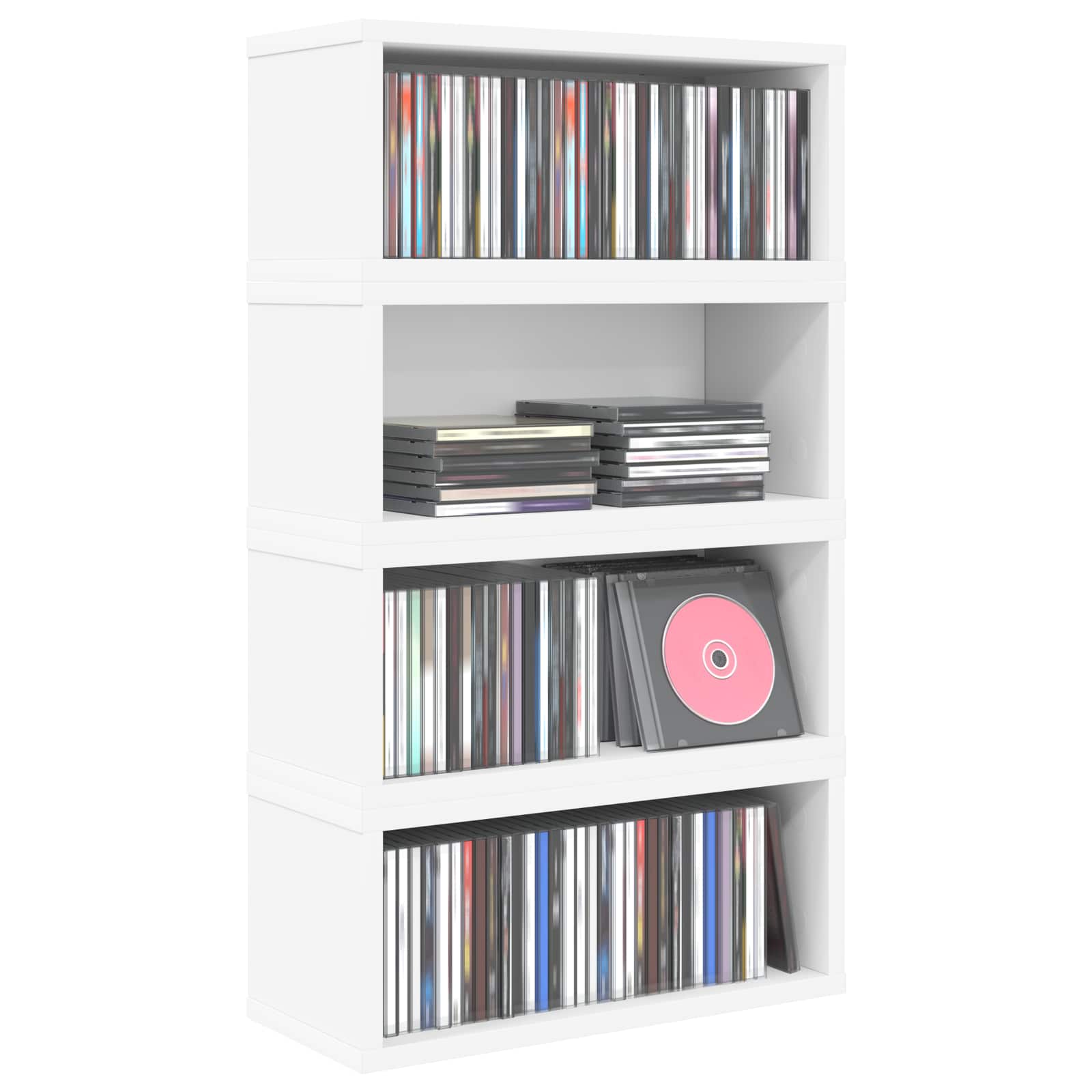 Рафтове за CDs 4 бр. Бяло 40 x 17 x 17 см Инженерна дървесина – снимка 3