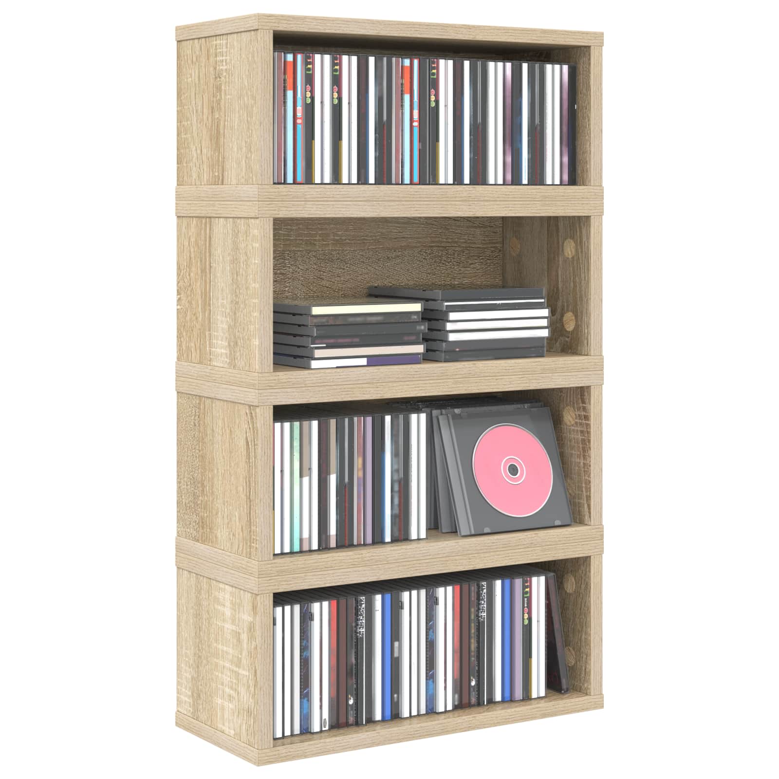 Рафтове за CDs 4 бр. Дъб сонома 40 x 17 x 17 см – снимка 3