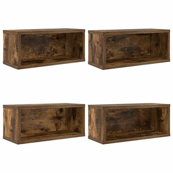 vidaXL CD salvesta rack 4 tk Suitsutatud tamm 40 x 17 x 17 cm