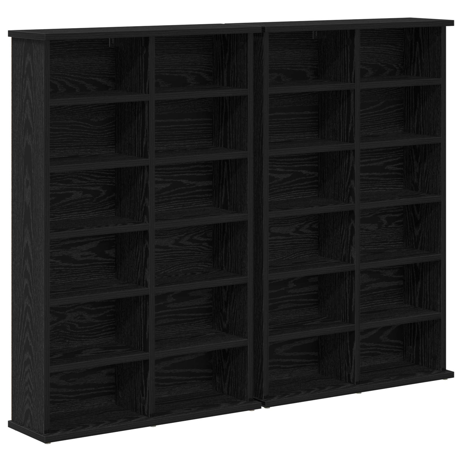 CD-kaappi 2 kpl Musta tammi 60 x 17 x 92 cm Tekninen puu - Image 2
