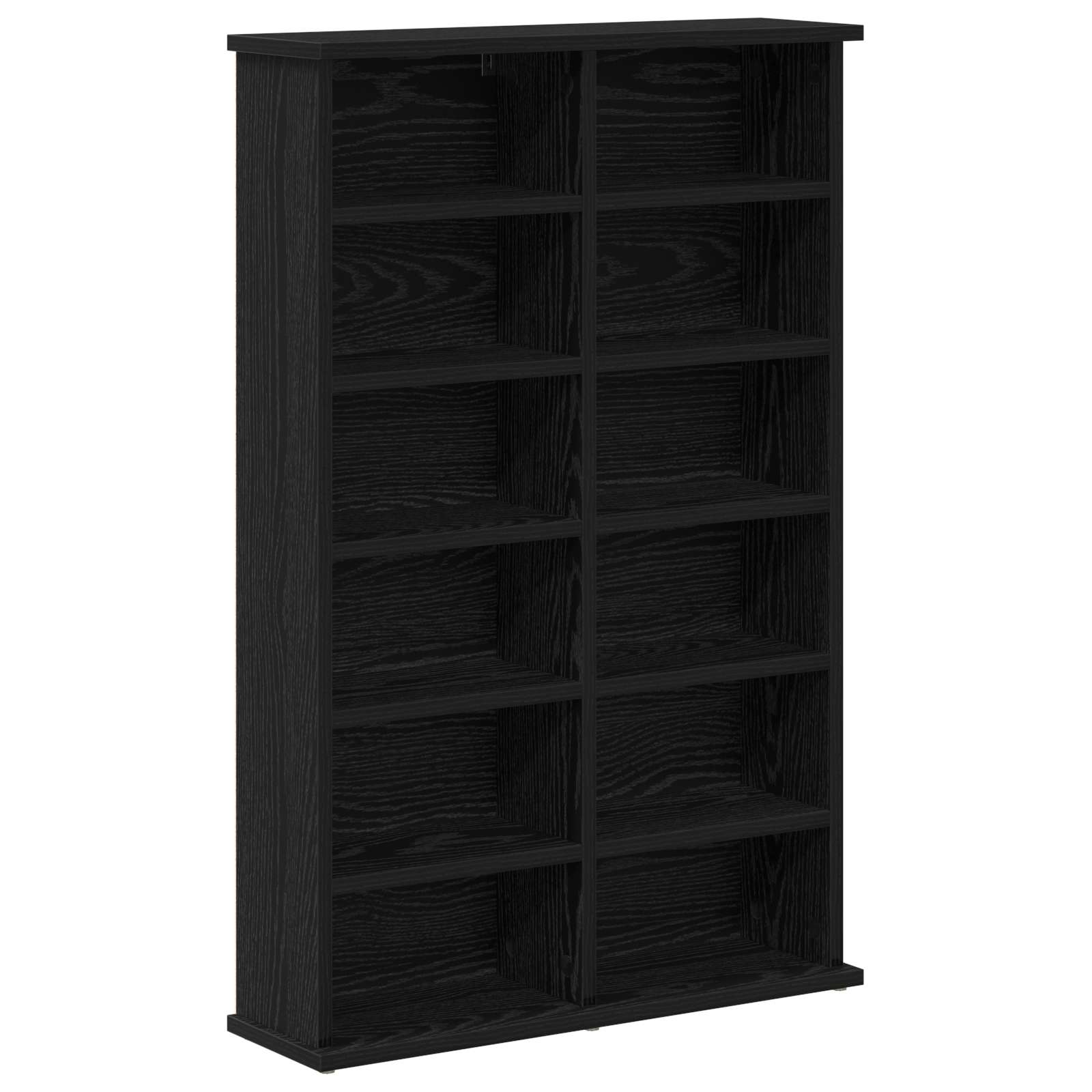 CD-kaappi 2 kpl Musta tammi 60 x 17 x 92 cm Tekninen puu - Image 4