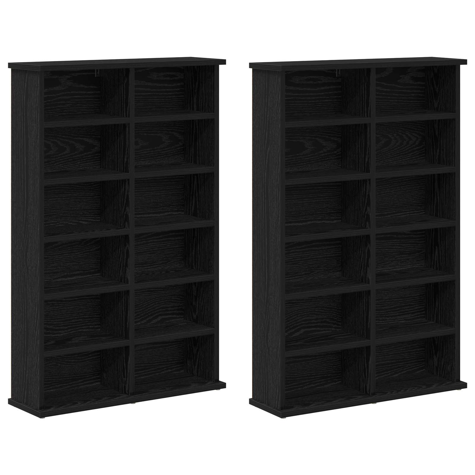 CD-kaappi 2 kpl Musta tammi 60 x 17 x 92 cm Tekninen puu - Image 5