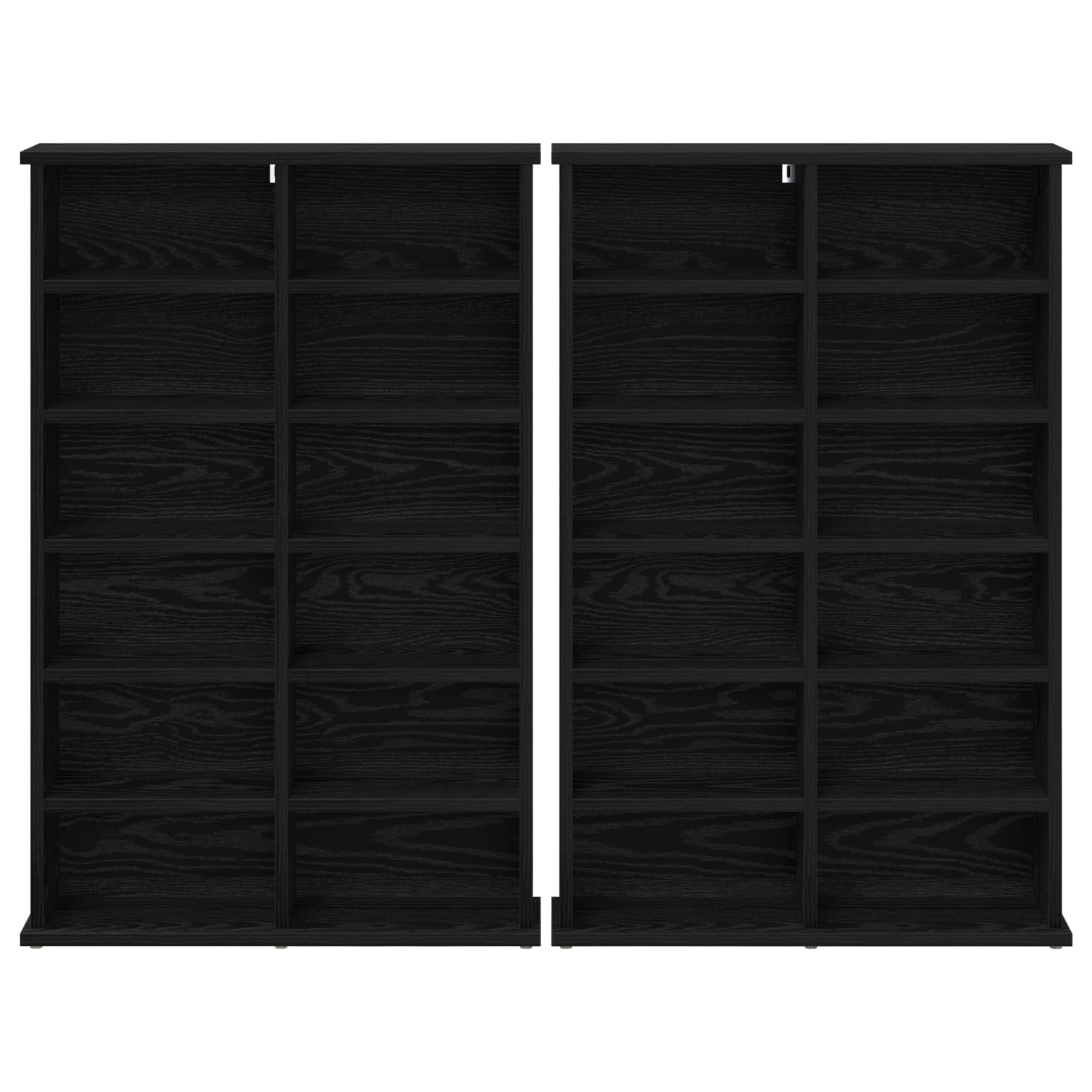 CD-kaappi 2 kpl Musta tammi 60 x 17 x 92 cm Tekninen puu - Image 6
