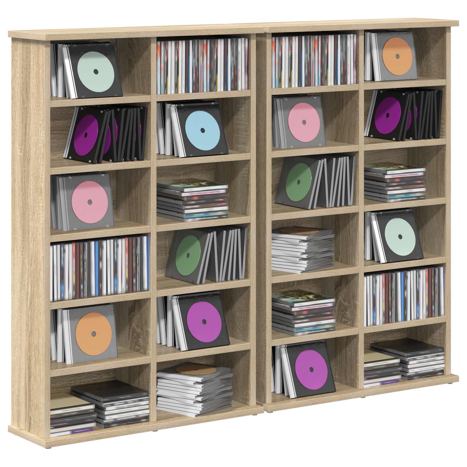 CD-kaappi 2 kpl Sonoma-tammi 60 x 17 x 92 cm Tekninen puu - Image 3