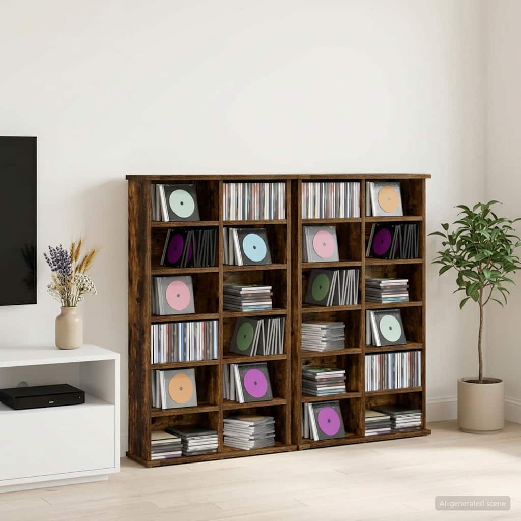 vidaXL CD-kaappi 2 kpl Savutammi 60 x 17 x 92 cm Tekninen puu